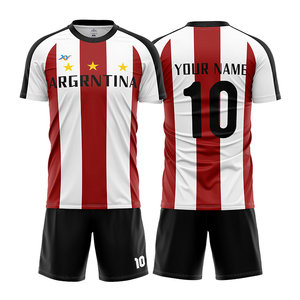 Set Personalizzato di Maglie da Calcio a Righe con Design Argentina, Kit da Calcio Sublimato con Nome e Numero Personalizzati per Eventi Sportivi di Squadra - Product Image 3