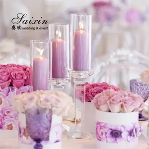 Hot sale 3 piece set crystal candle stick for wedding centerpieces