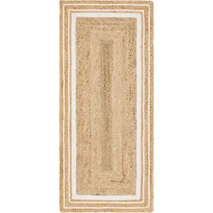 Nature4u Home Geometric Jute Ivory Indoor <b>Rug</b> Handmade Plush Pile Height PET Friendly Reversible Non-Slip Living Room <b>Kitchen</b> - Product Image 6