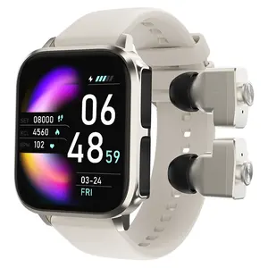 1,8 polegadas Full Touch Screen Smart Watch com Earbuds Alto Desempenho Som CNC Metal Case T22