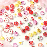 Breloques pour ongles en résine, mini-fruits mignons 3D, pomme, pêche, citron, fruits mélangés, décorations pour ongles, art des ongles transparent kawaii