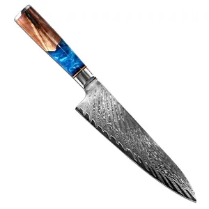 Набор кухонных ножей из углеродистой стали с ручкой из смолы синего цвета