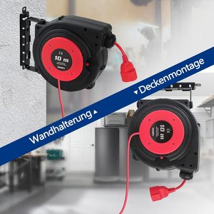 Enrouleur de câble automatique <span class=keywords><strong>mural</strong></span> EP 2300W 16A avec détection TUV, matériel d'installation inclus, rouge PP - Product Image 6