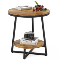 Tribesigns accent moderne petites tables d'appoint rondes en bois marron antique rustique pour canapé de salon