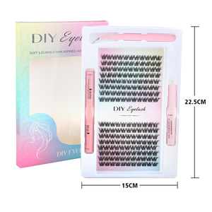 Kit de cils individuels en gros à prix d'usine, kit d'extension de cils DIY à marque privée, segments pré-coupés, clusters de cils DIY - Product Image 3