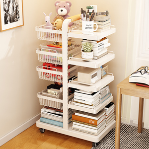 Double Black Metal Kids Modern Rotating Toy Organizer with Book Nook Display Tree <strong>Shelf</strong> <strong>Insert</strong> for Home Bookcase Storage Basket - Product Image 3
