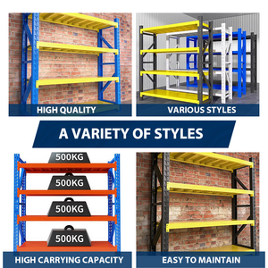 Scaffalature Industriali Robuste Senza Bulloni in Acciaio <span class=keywords><strong>a</strong></span> 4 Ripiani, Sistema di Stoccaggio per Magazzino, Altezza Regolabile, Anticorrosione - Product Image 2