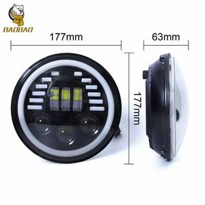 Feux LED ronds blancs et jaunes BAOBAO de 7 pouces, phares LED pour Jeep Wrangler, <span class=keywords><strong>Harley</strong></span> <span class=keywords><strong>Davidson</strong></span>, accessoires de voiture, pièces de <span class=keywords><strong>moto</strong></span> - Product Image 2