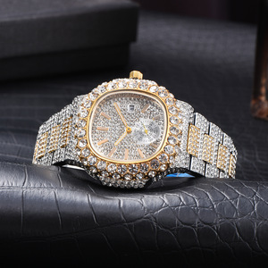Groothandel Gouden Horloge Diamant Iced Out Hiphop Stijlvolle Quartz Horloges Voor Mannen Dubbele Wijzerplaat Heavry Waterdichte Polshorloges - Product Image 1