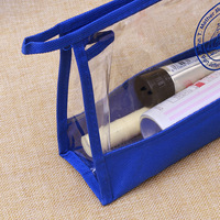 Étui à crayons transparent en PVC, fermeture éclair tendance, capacité moyenne, design en tissu, étanche, papeterie, école