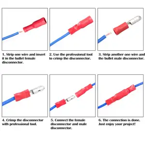 Bullet Connectoren Mannelijke/Vrouwelijke Kits Draad Connectoren Rode Pvc Geïsoleerde Koperen Kern Snelle Splits Kogel Butt Terminals