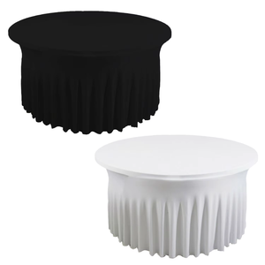 <span class=keywords><strong>Nappe</strong></span> de banquet de mariage personnalisée infroissable, lot de 6 nappes rondes noires en élasthanne avec jupe - Product Image 3