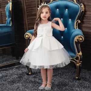 Bonne qualité enfants de style européen s&#39;habillent pour la fête Robe de soirée Fluffy fille Robe de performance enfant piano bl