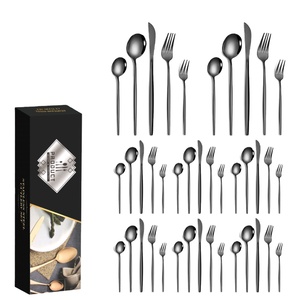 Sant Andrea <span class=keywords><strong>Restaurante</strong></span> Proveedor 10 Piezas Desechables Lujo Negro Mate Cubiertos 18/10 Juego de cubiertos de acero inoxidable Cubiertos - Product Image 3