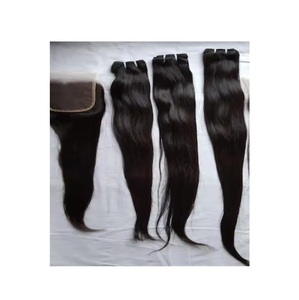 Extensions de cheveux humains bruts d'usine de donneurs uniques non traités dessinés en gros Extension de cheveux de vague de corps de cheveux humains de temple - Product Image 1