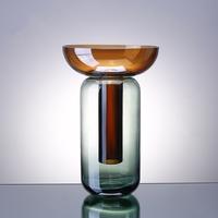 Vase en verre en forme de champignon, décoration minimaliste pour la maison, forme irrégulière, vase en verre épais de couleur cylindrique, vente chaude