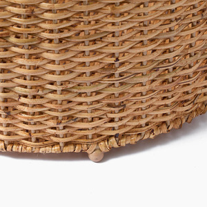 Rattan Storage <b>Basket</b> With Handles Circle Shape For Clothing Neatening Storage Household Use - Product Image 4