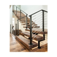Escalier droit à marches ouvertes sur mesure avec rampe en aluminium d'origine pour villa de luxe