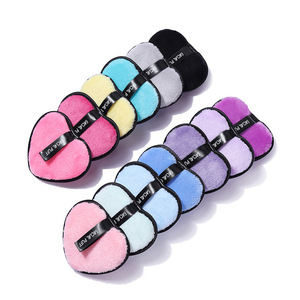 Tampons démaquillants lavables en forme de cœur avec logo OEM super doux pour le visage Tampons démaquillants réutilisables en <span class=keywords><strong>coton</strong></span> microfibre personnalisés - Product Image 4