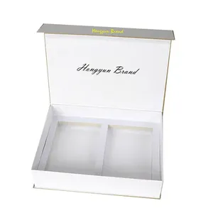 2025 Sang Trọng Đơn Giản Các Tông Màu Trắng Mỹ Phẩm Hình Dạng Cuốn Sách Hộp Quà Tặng Gấp Hiển Thị Với Ribbon Bán Hàng Nóng In Nổi - Product Image 1