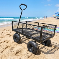 Carretilla de Jardín Plegable de Acero Inoxidable con 4 Ruedas, Carro de Mano Utilitario con Mango en D OEM para Acampar al Aire Libre y Construcción