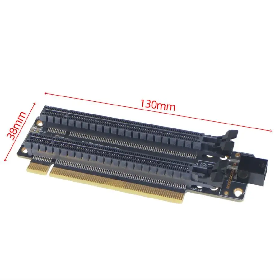 PCI-Express 4.0 x16 1 to 2 Expansion Card PCIe-Bifurcation x16 to x8x8 20mm Spaced Slots 4Pin/SATA Optional Gen4/3 Split Card.