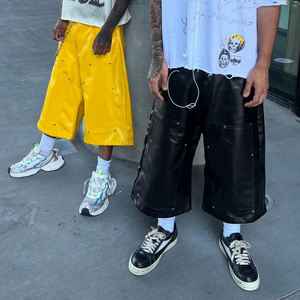 <span class=keywords><strong>Pantaloncini</strong></span> da Uomo in <span class=keywords><strong>Pelle</strong></span> PU di Lusso con Stampa Personalizzata Streetwear, Doppio Strato, Stile Vintage Carpenter - Product Image 5