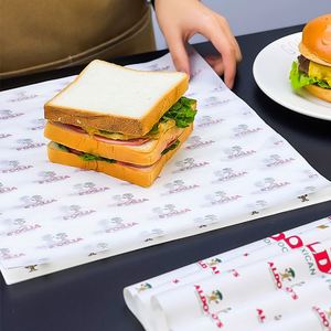 Custom Disposable <b>Food</b> Grade Eco-Friendly Biodegradable Greaseproof PE Coated <b>Paper</b> Sandwich Hamburger <b>Wrapping</b> with Custom Logo - Product Image 4