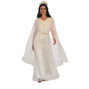 ladies abaya dubai wedding dress clothing white embroidered lace fashion print abaya with cloak women muslim dress