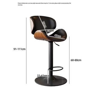 <span class=keywords><strong>Tabouret</strong></span> de bar moderne avec revêtement en cuir Nappa pour îlot de cuisine, comptoir, pub, restaurant - Product Image 6