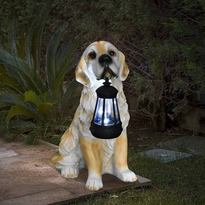 Lampada Solare da <span class=keywords><strong>Giardino</strong></span> in Resina a Forma di Cane Personalizzata, Statua Creativa di Labrador per Decorazioni da Esterno - Product Image 2