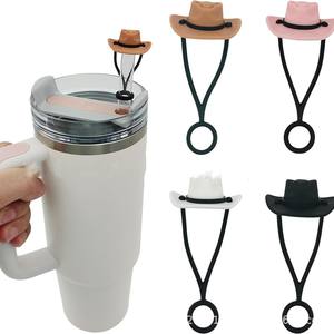 Conception personnalisée 10mm Pvc Cowboy Hat Straw Tips Cover Cap Anti-poussière Potable Paille Réutilisable Pointes de paille Couvercles pour Gobelets de 40 Oz - Product Image 1