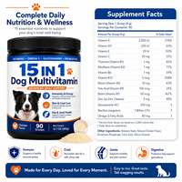 Poudre multivitaminée premium 15-en-1 pour chiens – Soutien articulaire, digestif, cutané et immunitaire – Formule botanique – Fabriqué en usine certifiée GMP – Pot de bien-être pour animaux de compagnie