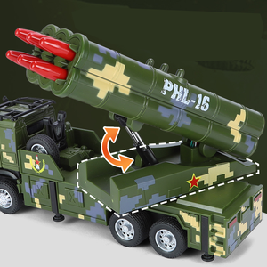 Modellino di Camion Lanciarazzi in <span class=keywords><strong>Scala</strong></span> <span class=keywords><strong>1</strong></span>/<span class=keywords><strong>24</strong></span>, Veicolo Militare in Lega con Suono e Porte Apribili per Bambini - Product Image 3