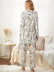 Vêtements <span class=keywords><strong>de</strong></span> nuit en dentelle à imprimé floral pour femmes, vêtements <span class=keywords><strong>de</strong></span> <span class=keywords><strong>grossesse</strong></span>, vêtements <span class=keywords><strong>de</strong></span> maternité, ensembles <span class=keywords><strong>de</strong></span> pyjama, <span class=keywords><strong>3</strong></span> pièces - Product Image 5