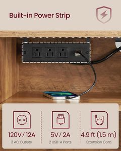 <span class=keywords><strong>Meuble</strong></span> TV en bois avec station de charge et éclairage LED pour téléviseurs de 65 pouces, 57,9 pouces de long, couleur marron miel, mobilier de salon de style transitionnel - Product Image 3