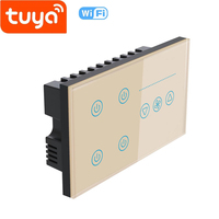 Interruptor de Luz Inteligente WiFi de 4 Canales con Panel Táctil de Vidrio, Control Remoto por WiFi a través de la App Tuya, Compatible con Alexa y Google Voice Control, para Ventilador de Techo