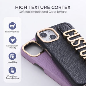 Nouveau luxe personnaliser étui de téléphone initial avec nom étui de téléphone en cuir pu pour <span class=keywords><strong>iphone</strong></span> 14pro 14 pro max - Product Image 2