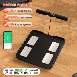 เครื่องชั่งน้ำหนักดิจิตอล LED สำหรับใช้ในบ้าน รับน้ำหนักได้ 180 กก. กระจกนิรภัย วัดค่า <span class=keywords><strong>BMI</strong></span> ด้วยอิเล็กโทรด 8 จุด ความแม่นยำสูง พร้อมแอปพลิเคชัน - Product Image 1