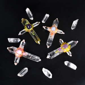 Pendentif Croix en Quartz Clair Fait Main, Ornement Croix en Cristal Naturel, Croix de Guérison des Chakras pour la Fabrication de Bijoux - Product Image 5