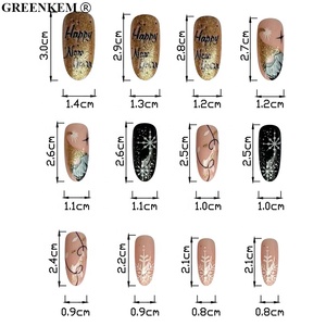 Faux ongles d'hiver en forme de flocon de neige avec paillettes roses dorées, <span class=keywords><strong>manucure</strong></span> française, prêt à porter, pointes amandes, 24 pièces - Product Image 5