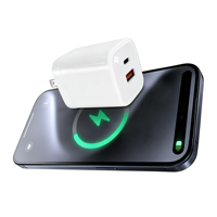 Chargeur rapide GaN double port 35W/30W PD 3.0 pour écouteurs, montre connectée, téléphone portable, chargeur mural avec ports USB Type-C