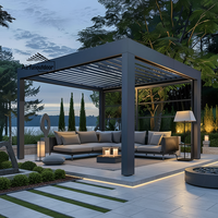 Pergola bioclimatique autoportante motorisée Airfun 16x12 pieds en aluminium, toit rétractable, écologique, pour jardin