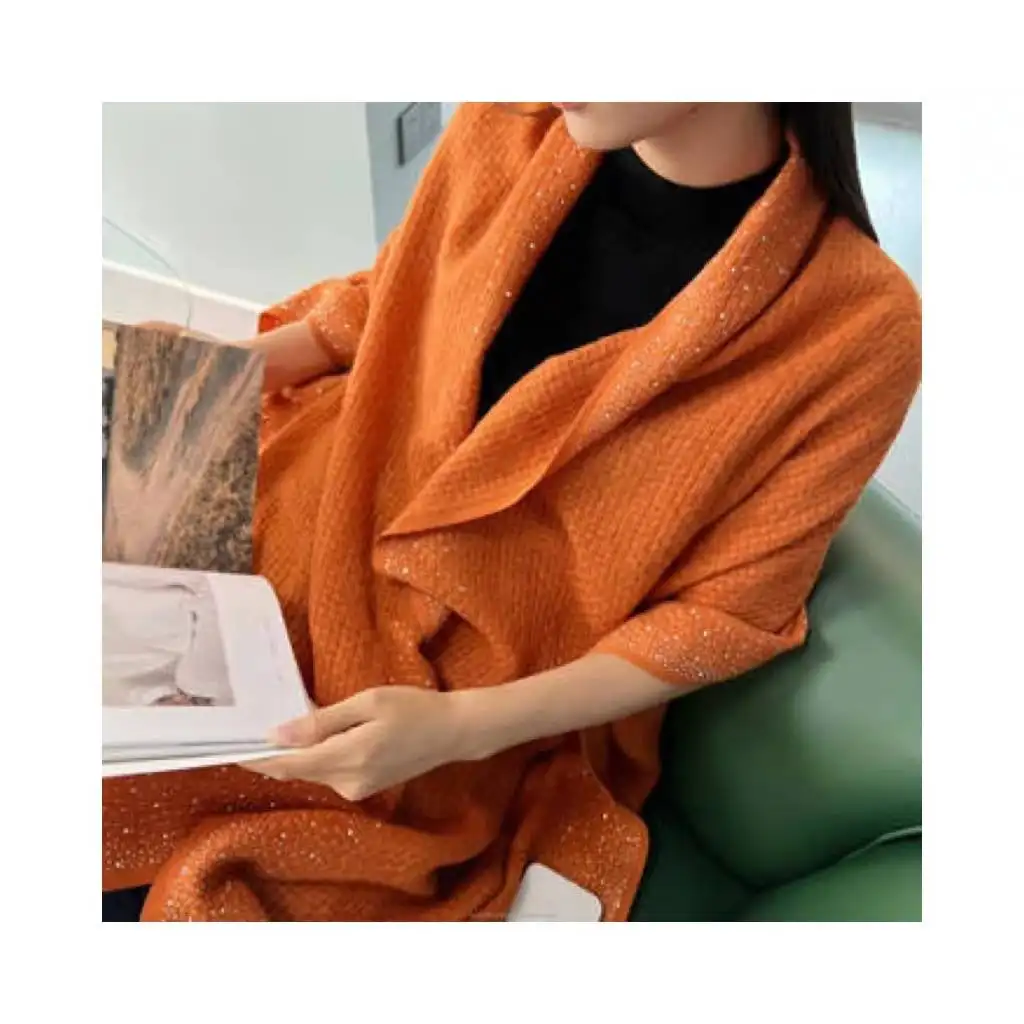 Dynamic orange Italian luxury high-quality scarf shawl women's high-end handmade shawl autumn and winter