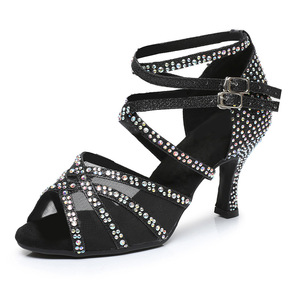 <span class=keywords><strong>Chaussures</strong></span> de Danse Latine pour Femmes, 8,5 cm, avec Strass pour la Danse de Salon, la <span class=keywords><strong>Salsa</strong></span>, la <span class=keywords><strong>Bachata</strong></span>, les Mariages, les Spectacles et les Fêtes, en Satin - Product Image 3