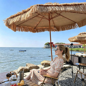 <span class=keywords><strong>Parasol</strong></span> de plage rustique <span class=keywords><strong>en</strong></span> raphia fait main, style bohème, <span class=keywords><strong>en</strong></span> <span class=keywords><strong>paille</strong></span> naturelle, pour l'extérieur - Product Image 1