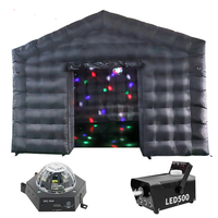 Tente de fête extérieure en PVC, cube gonflable d'éclairage disco LED portable noir OEM, 8x8x4m