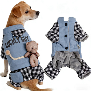 Novo Casaco Clássico de Poliéster Leve para Cães <span class=keywords><strong>2026</strong></span> com Interior de Fleece Coral e Decorações de Urso - Roupa Externa Fofa para Pets - Product Image 3