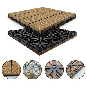 Factory Supply <b>Interlocking</b> 3D Embossed Wood Grain Patio <b>Tiles</b> Wood Plastic Composite DIY <b>Tiles</b> Terrace WPC Decking <b>Tiles</b> - Product Image 4