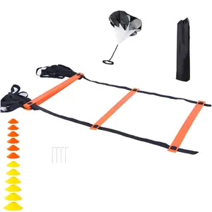 Professional Football Rung Speed Training Agility Ladder Hurdles Kit with Carrying Bag Disc Cones